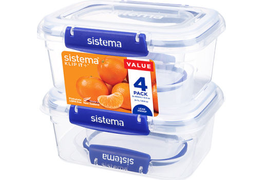 Sistema Opbevarings Sæt Starter Klip It Plus, 4-Pak 2 Stk 220Ml & 2Stk 400Ml