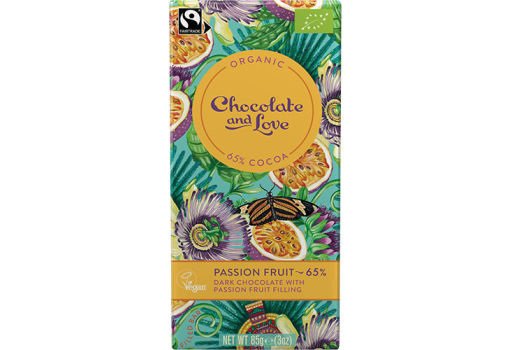 Chokolade med fyld af passionsfrugt Økologisk fra Chocolate & Love