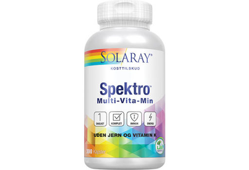 Solaray Spektro Multi-Vitamin u. Jern og vit. K.