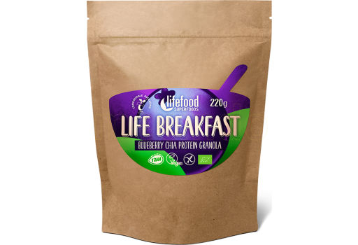 AbsorBurn Life Breakfast Blåbær & Chia Ø Protein Granola Raw