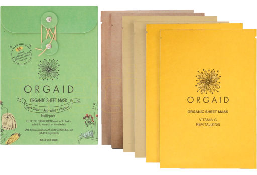 Orgaid Organic Sheet Mask Multipack greek yoghurt, vitamin C, Anti-aging 