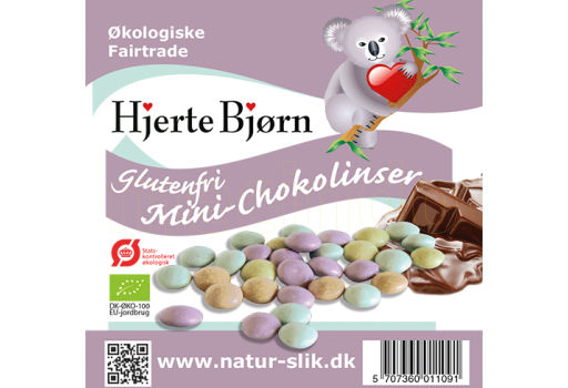 Hjerte Bjørn Mini Sjokolinser Glutenfri Ø