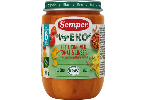 Semper Vego Eko Bebismos Fettucine Tomat & Linser 8 mån+ EKO