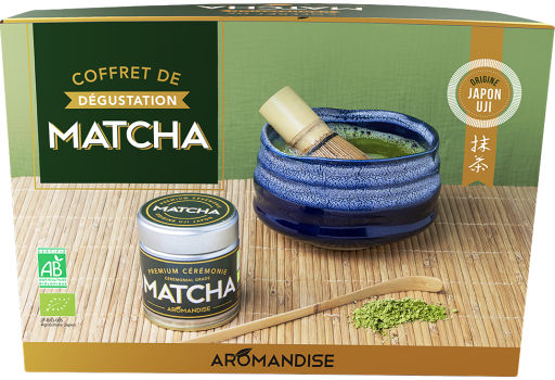 Aromandise Matcha te ceremoni sæt (skål,matcha,ske,piskeris)Ø