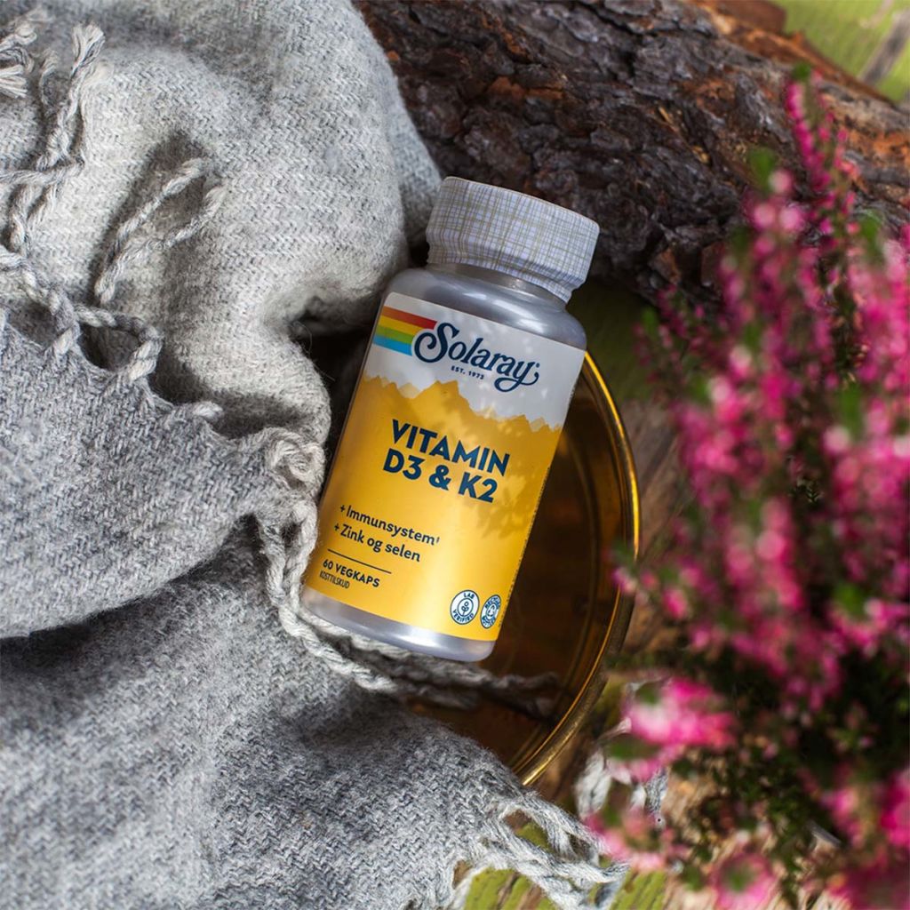 Køb Solaray Vitamin D3 & K2 60 Kapsler - Mecindo