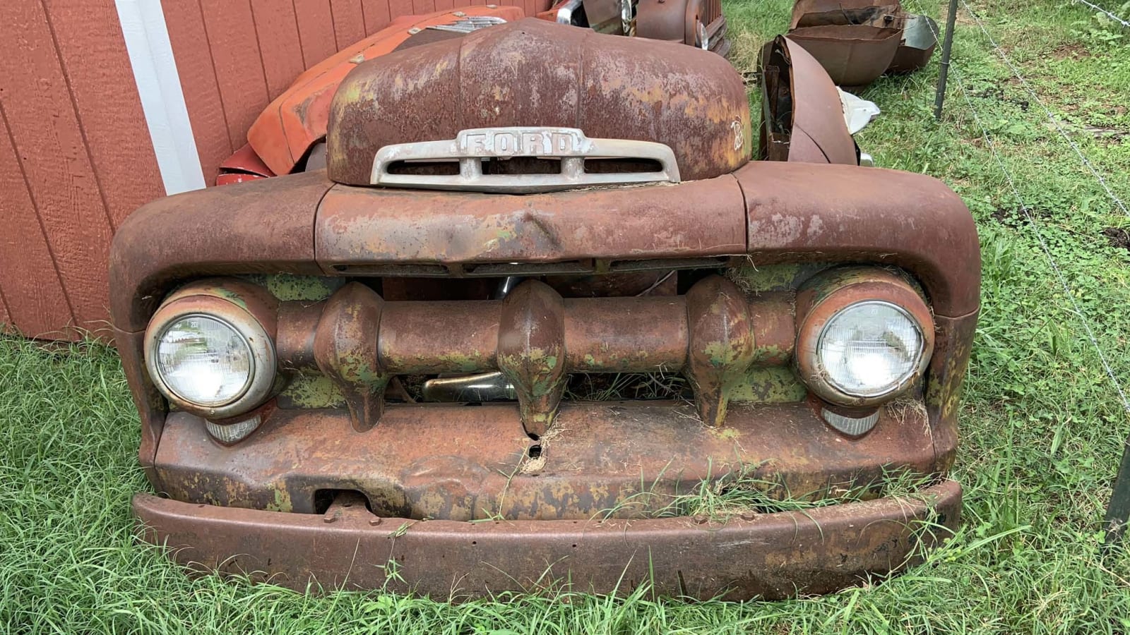 1950s Ford Grill and bumper wall hanger with lights 6-feet by 4-feet at
