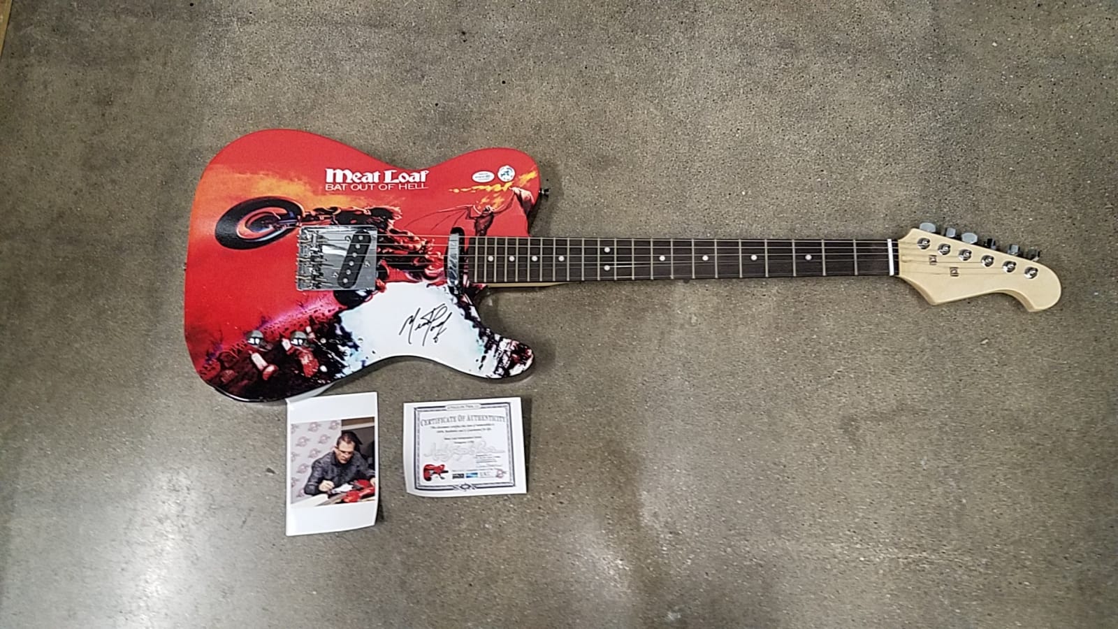 Graphics Guitar Autographed By Meat Loaf at Kissimmee 2020 as Q67