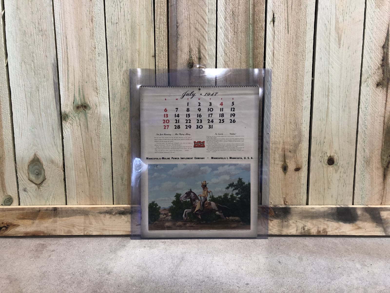 1947 Minneapolis Moline Calendar at Gone Farmin #39 Fall Premier 2019 as