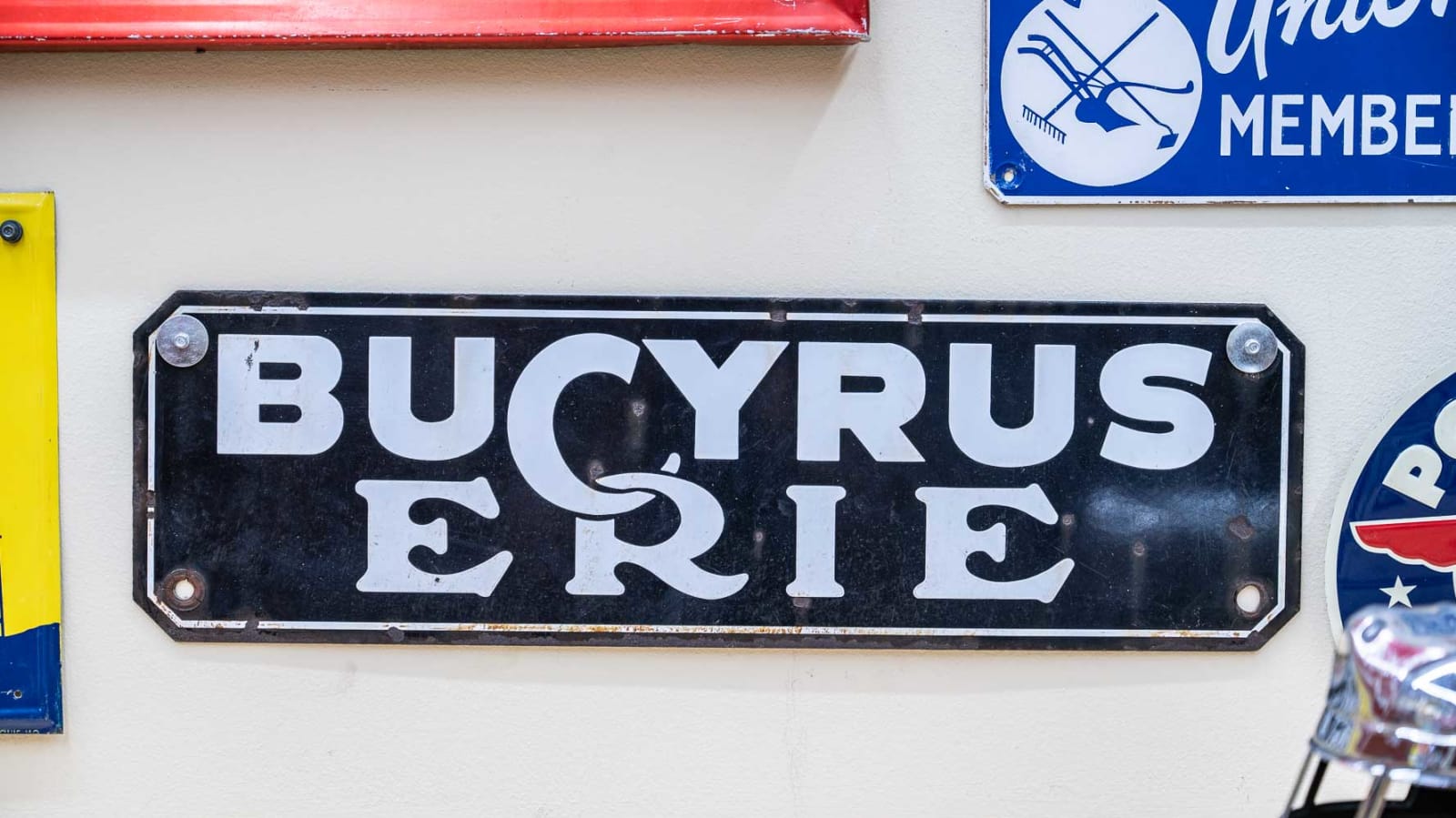 BucyrusErie SingleSided Porcelain Sign at The World’s Largest Road Art Auction 2023 as F238