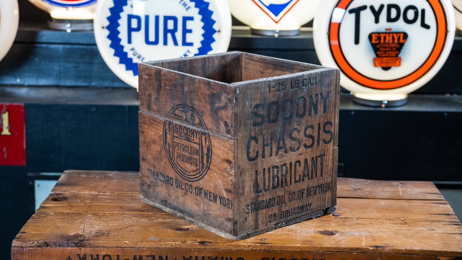 Socony Chassis Lubricant Wood Grease Can Crate at The World’s Largest