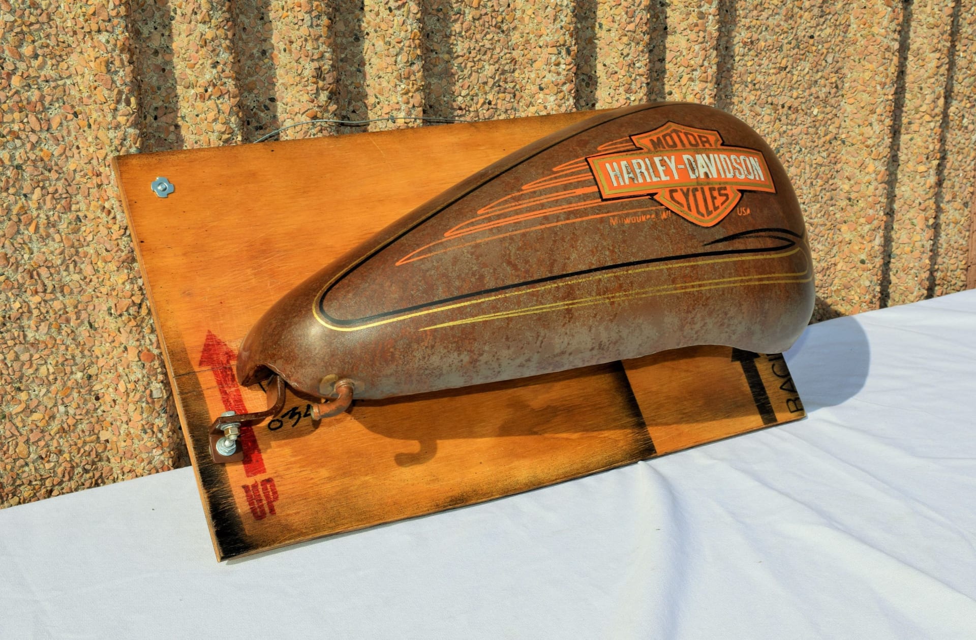 New Gas Tank Wall Art at Las Vegas Motorcycles 2021 as Z105 Mecum