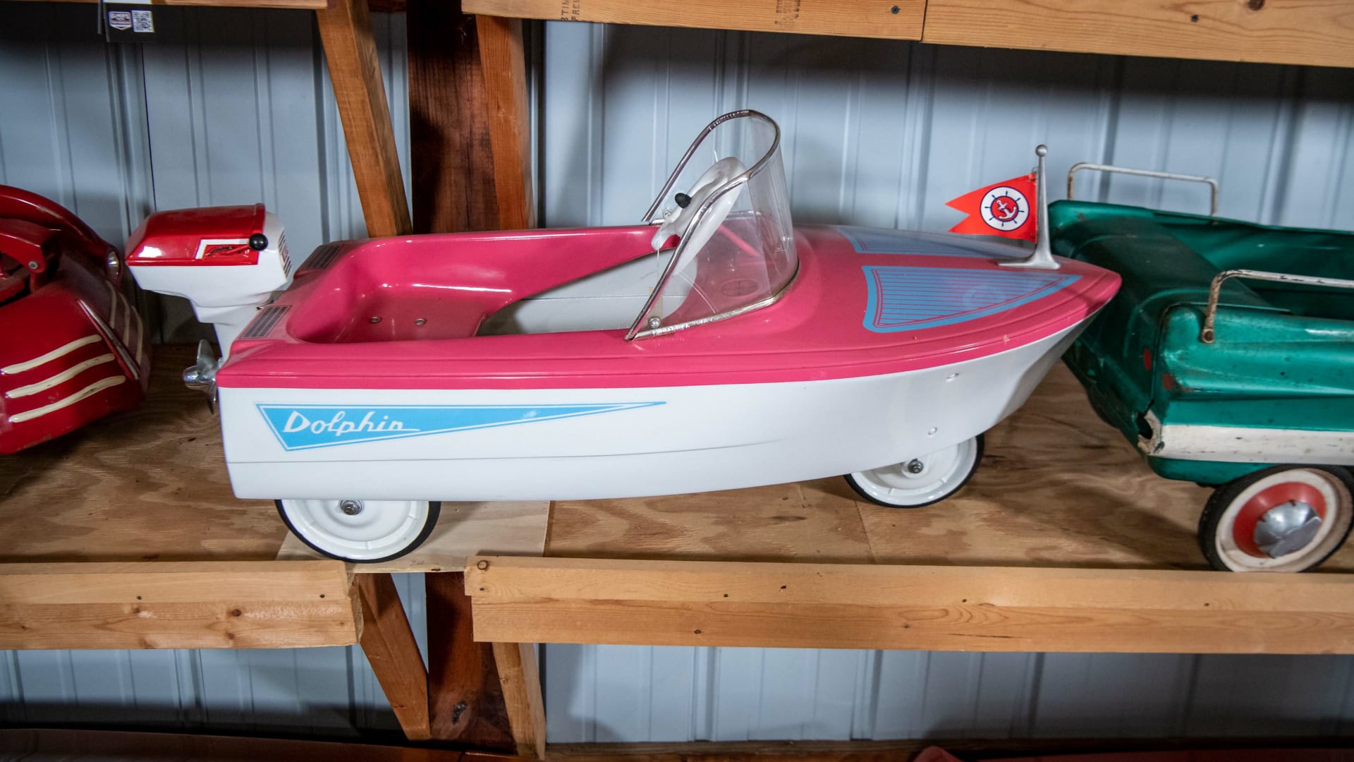 1950s1960s Murray Dolphin Speed Boat Pedal Car at Elmer's Auto & Toy