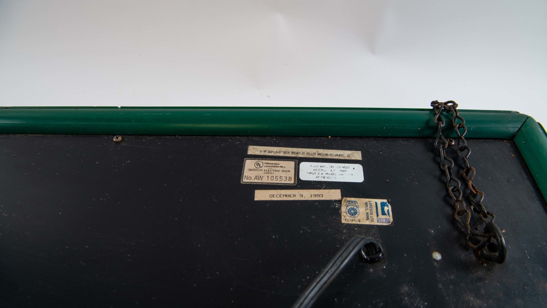 1993 Miller Lite Plastic Pool Table Light at Orlando Summer Special