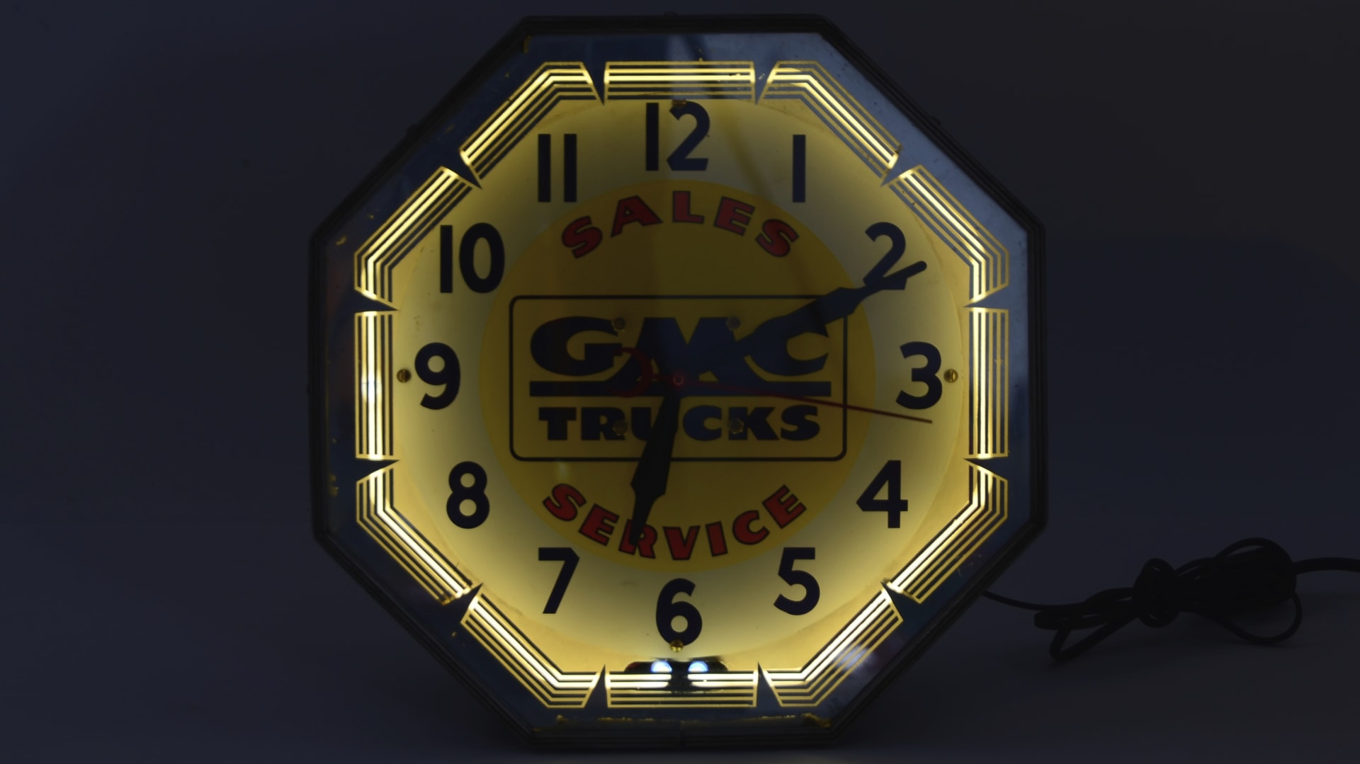 GMC Trucks Neon Clock 19x19x8 at Charles Schneider Collection 2016 as