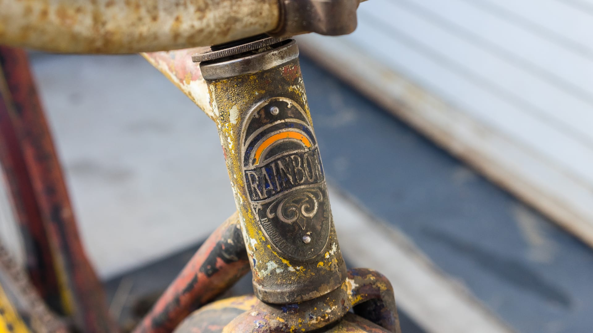 Rainbow Wooden Wheel Bicycle at Las Vegas Motorcycles June 2018 as F37
