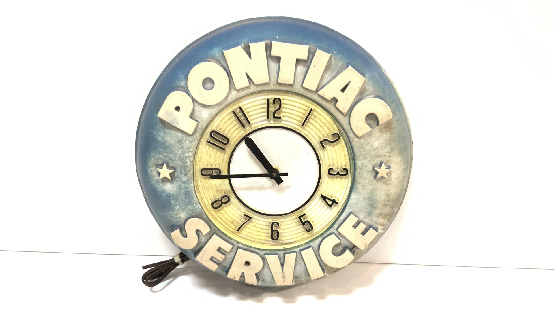 1950s Pontiac Service Dealership Backlit Showroom Clock 15x15x3 at Las