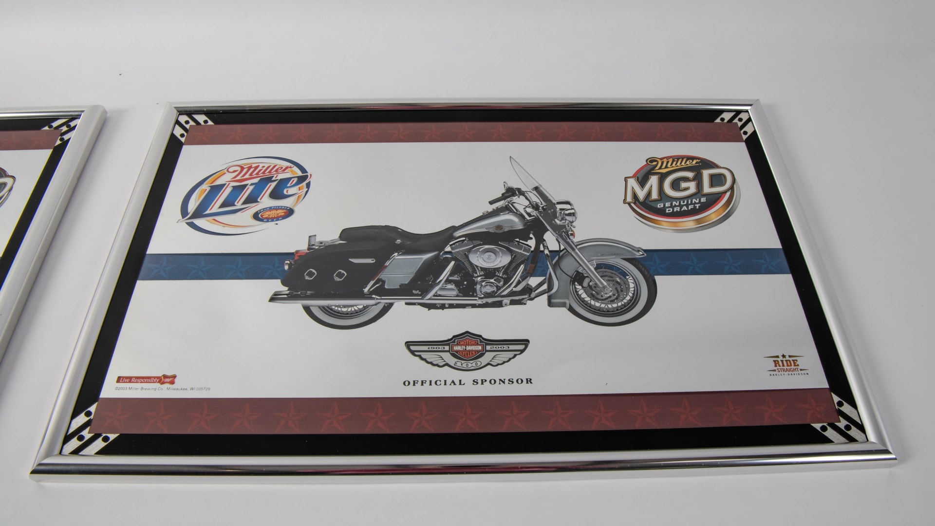 HarleyDavidson Miller Lite Framed Mirrors at Las Vegas Motorcycles 2022 as Z409 Mecum Auctions