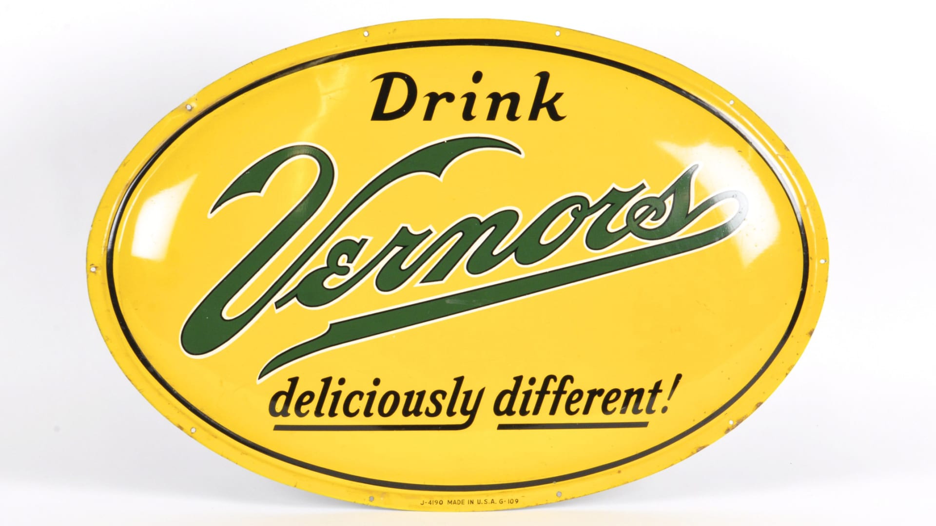 Drink Vernors Oval Sign SSTE 29.5x20 at The Road Art Auction 2015 as