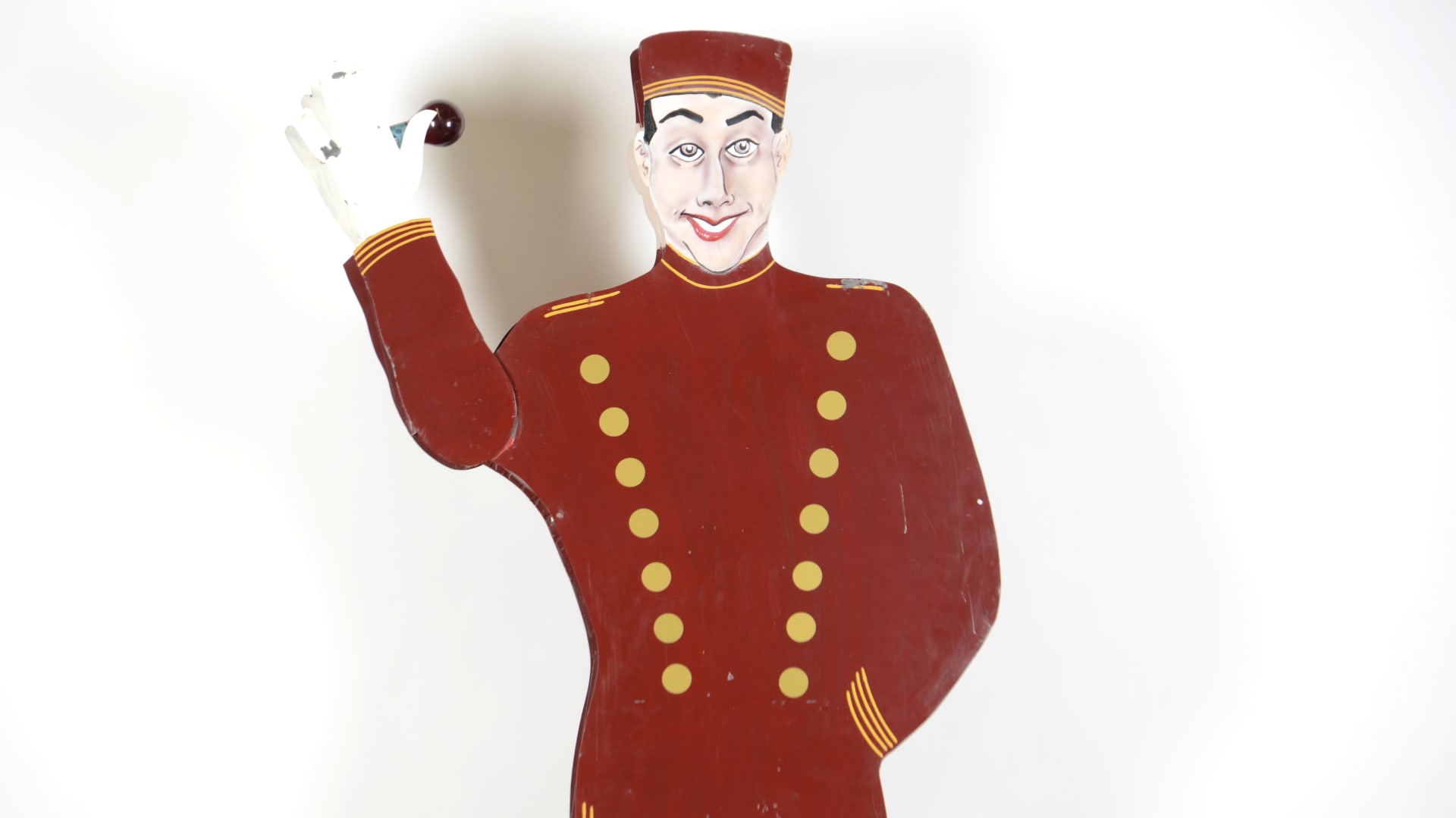 Animated Bell Boy Sign DST 35x91x7 at The Road Art Auction 2015 as U88 Mecum Auctions