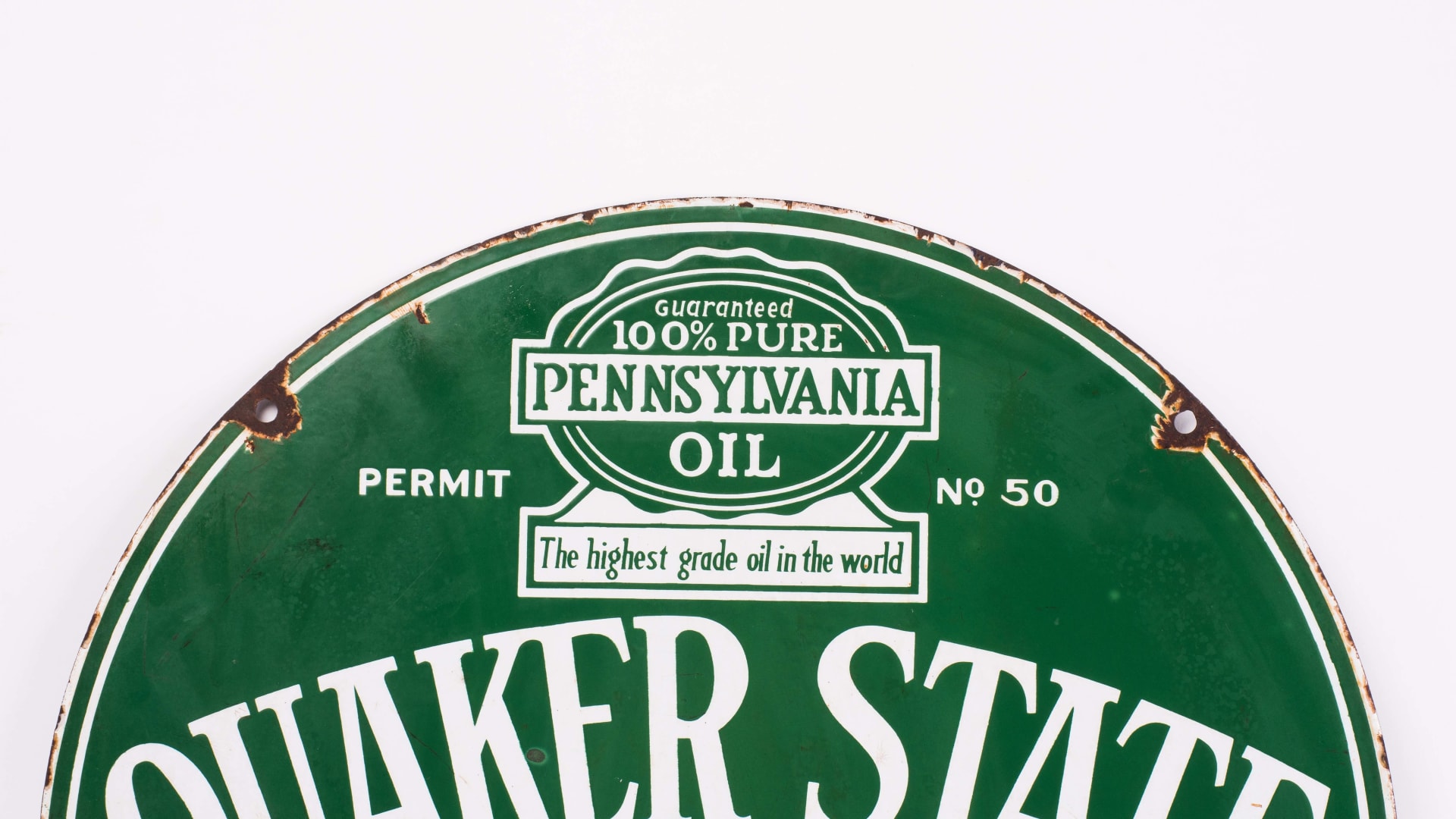 1930s Quaker State Motor Oil Tombstone Porcelain Sign 26x29 at Harrisburg Road Art 2019 as J232