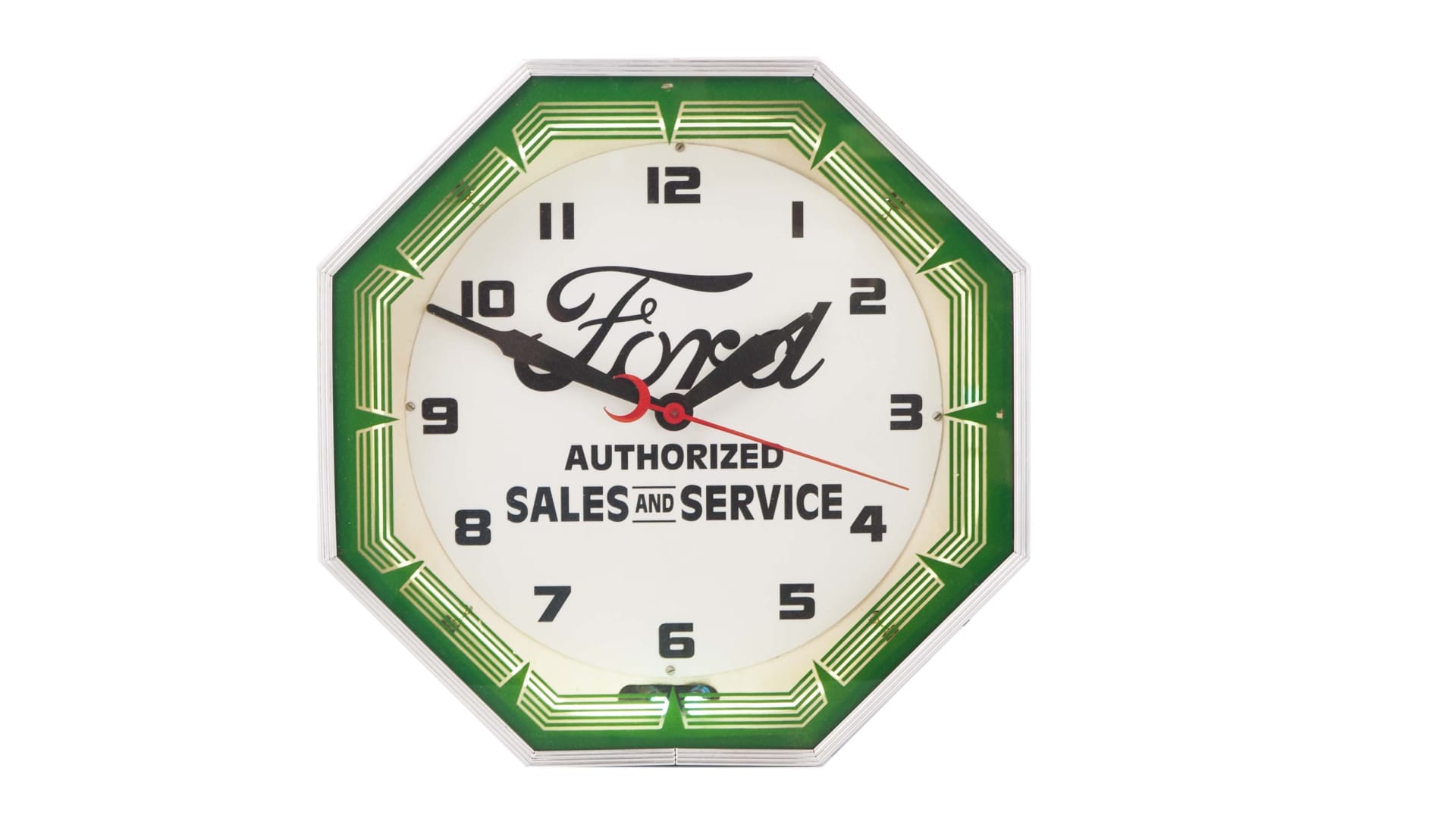 Ford Authorized Sales And Service Neon Clock, Reproduction 18.5in at