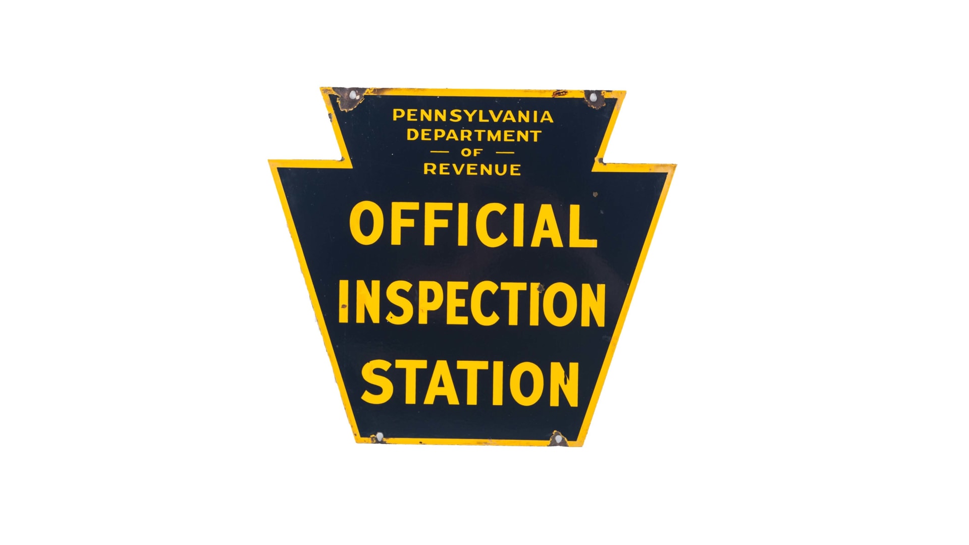Original 1950s Pennsylvania State Inspection Station Porcelain 21x24 at
