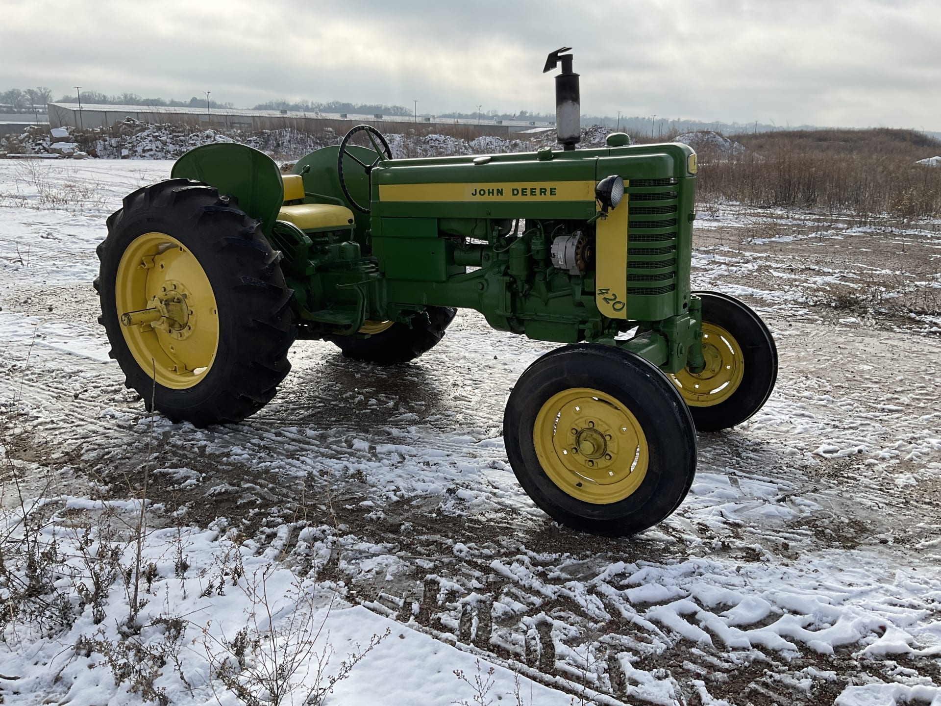 1956 John Deere 420 at Gone Farmin' Spring Classic 2023 as F79 Mecum