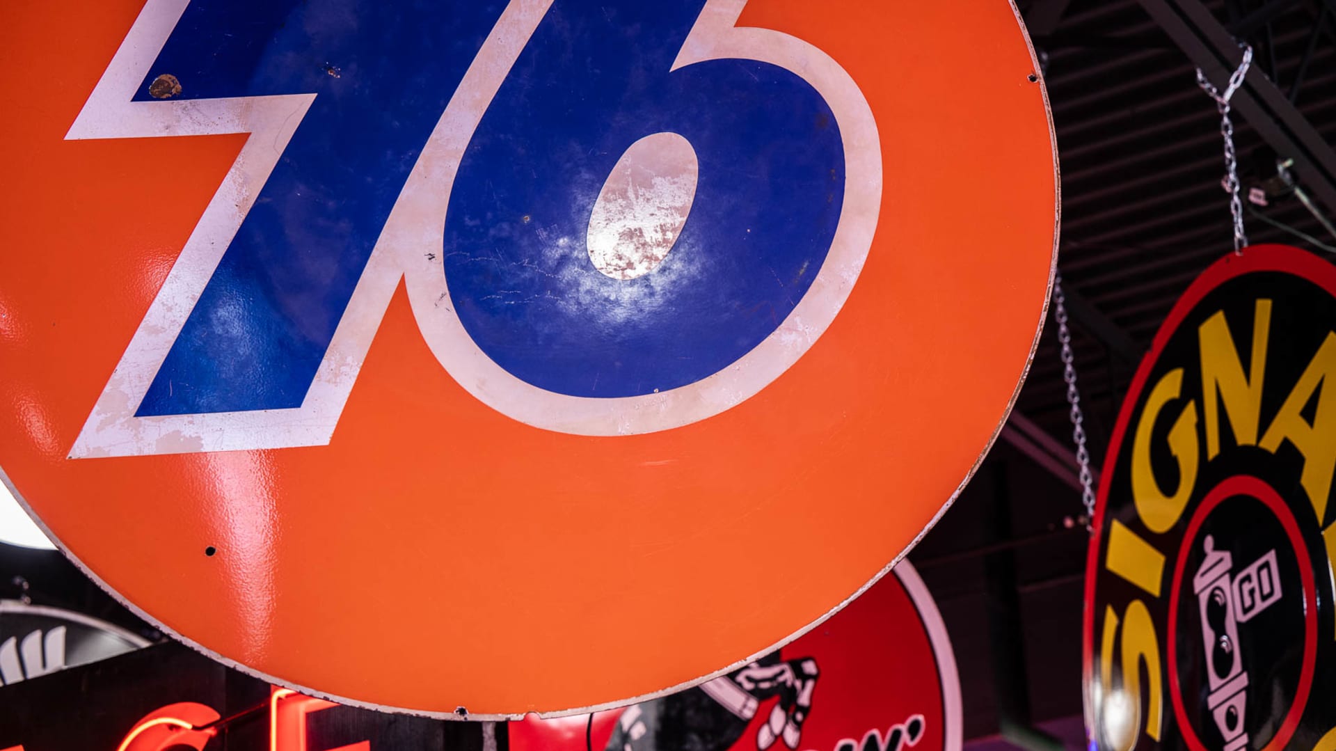 76 Gas Station DoubleSided Porcelain Sign at The World’s Largest Road