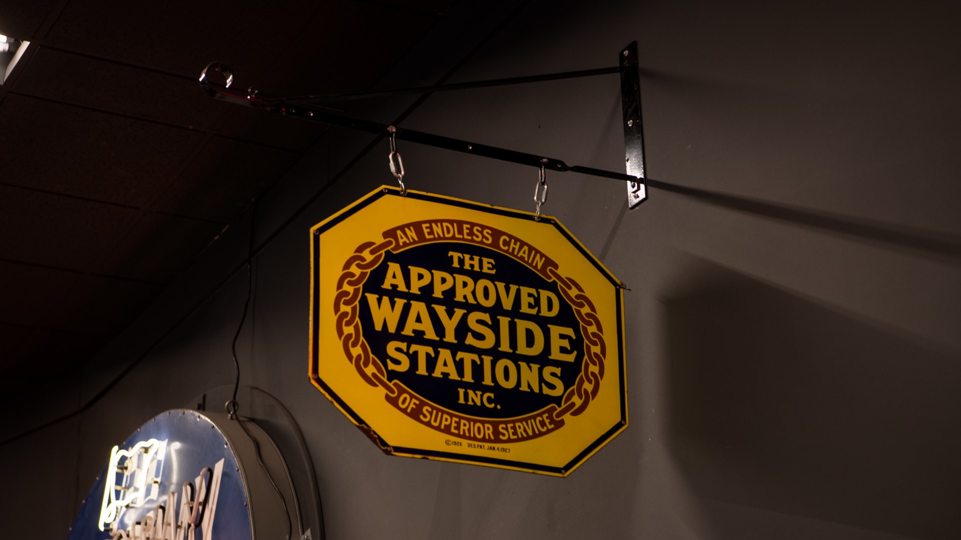 1927 The Approved Wayside Stations Inc. DoubleSided Porcelain Sign at