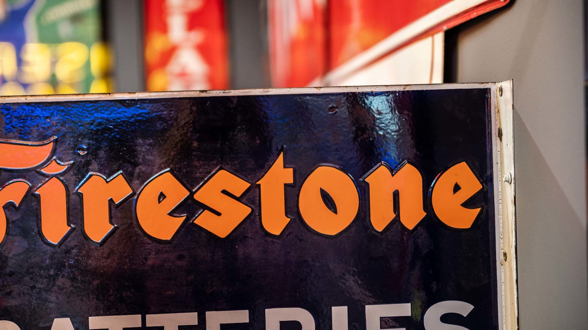 Firestone Batteries Porcelain Flange Sign at The World’s Largest Road