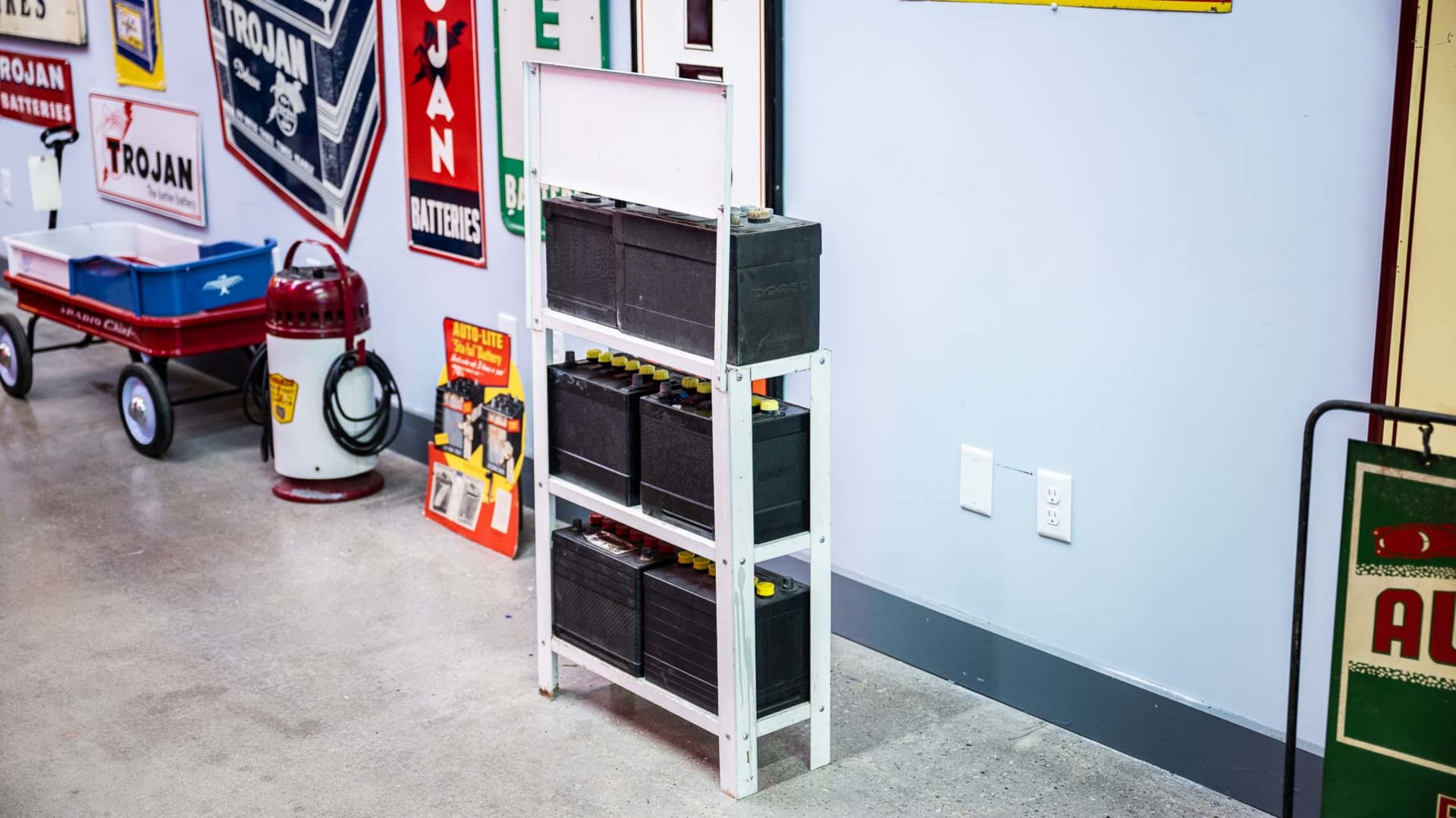 Phillips 66 Quality Batteries Display Rack and Assorted Batteries at