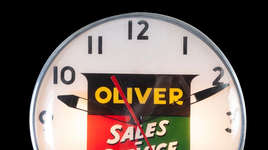 1950s Oliver Sales Service Dealership Showroom Lighted Clock 15inch
