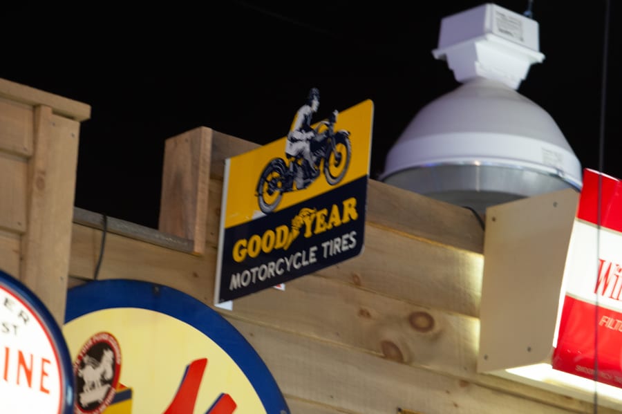 Goodyear Motorcycle Tires Porcelain Flange Sign at The Eddie Vannoy