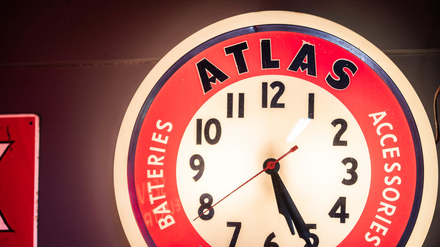Atlas Tires Lighted Clock at The World’s Largest Road Art Auction 2023