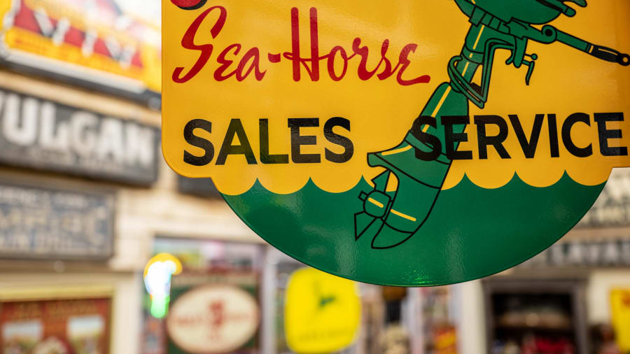 Johnson Outboard Motor Dealership Tin Flange Sign at The World’s