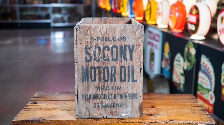 Socony Motor Oil Wood Oil Can Crate at The World’s Largest Road Art
