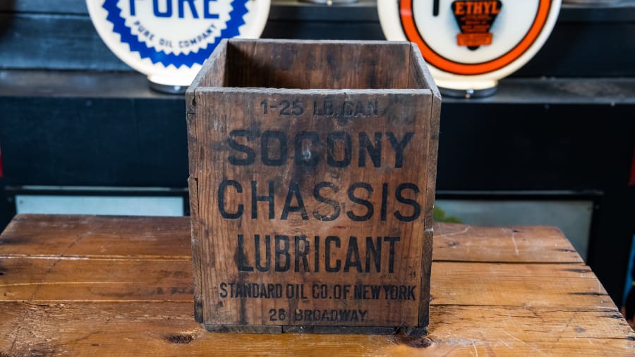 Socony Chassis Lubricant Wood Grease Can Crate at The World’s Largest