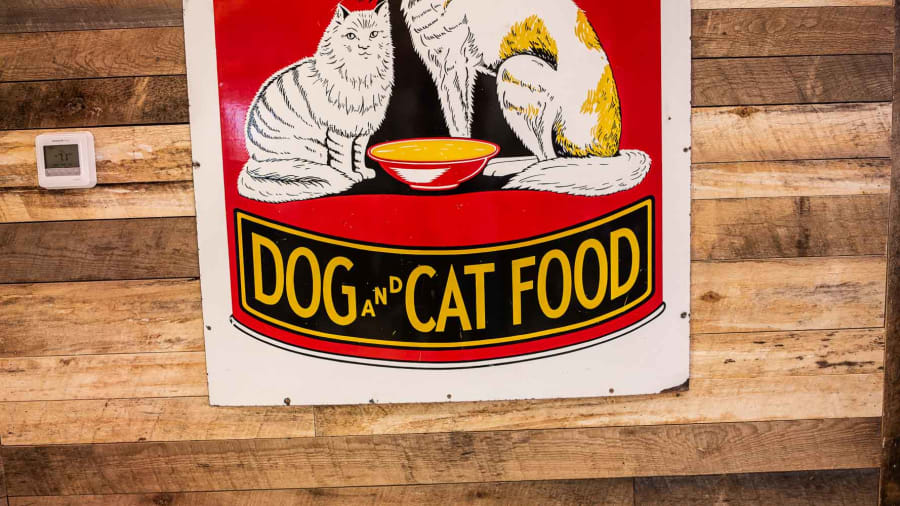 1930s Dr. Ross' Dog and Cat Food SingleSided Porcelain Sign at The