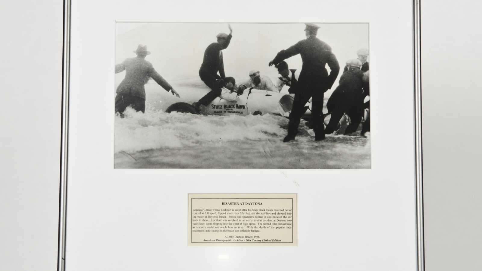 Frank Lockhart Framed Crash Photo at Fran and Ron Green's Verde