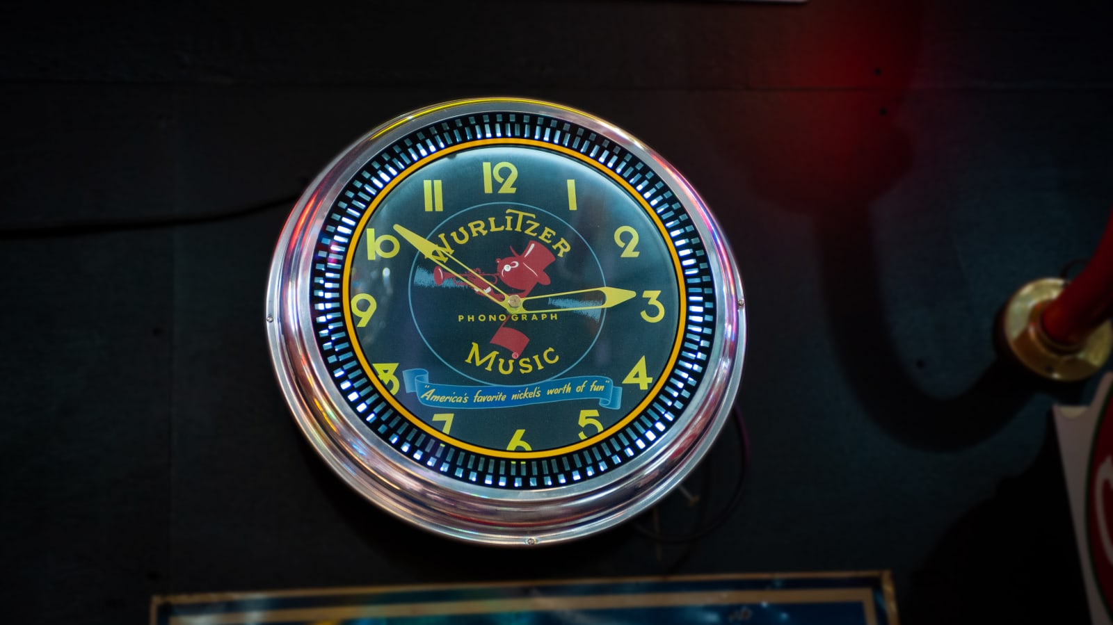 Wurlitzer Neon Clock at The Eddie Vannoy Collection 2020 as L495 Mecum Auctions