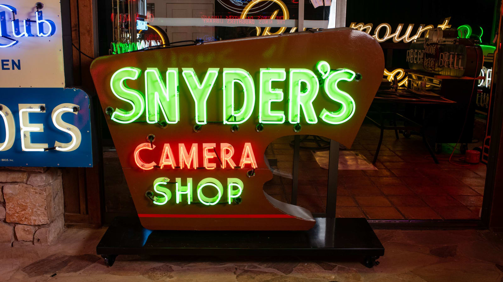1950s Snyder's Camera Shop SingleSided Porcelain Neon Sign at Glendale 2022 as Z339 Mecum