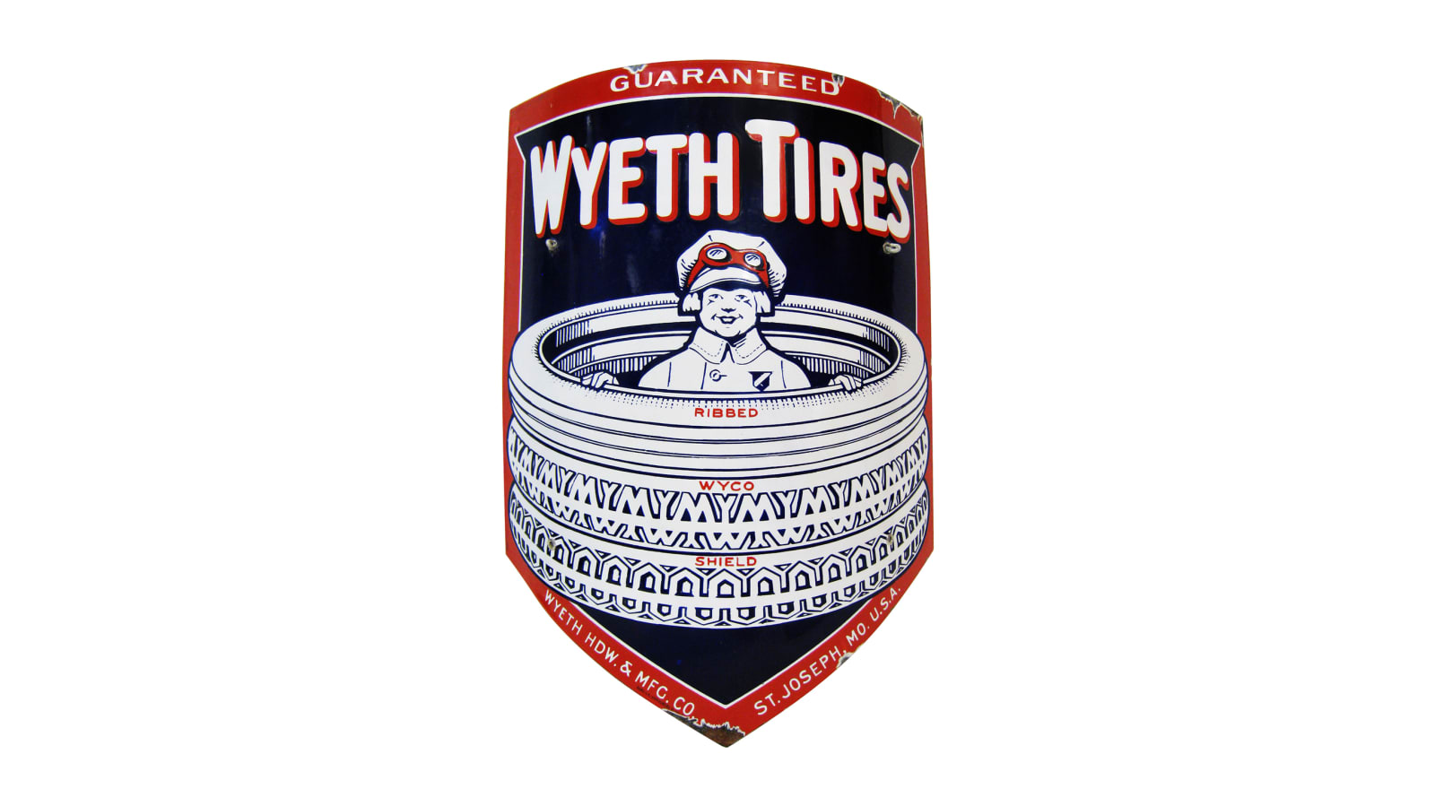 Guaranteed Wyeth Tires Curved Corner Sign SSP 16x22 at Kissimmee 2016
