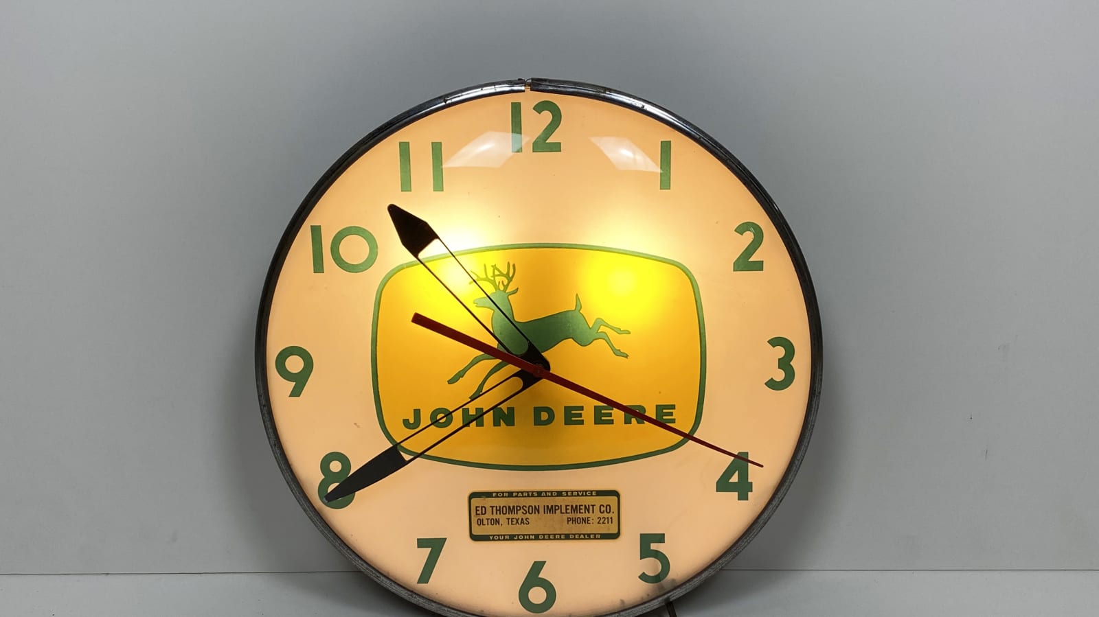 John Deere Clock at Gone Farmin' Fall Premier 2020 as M9 Mecum Auctions