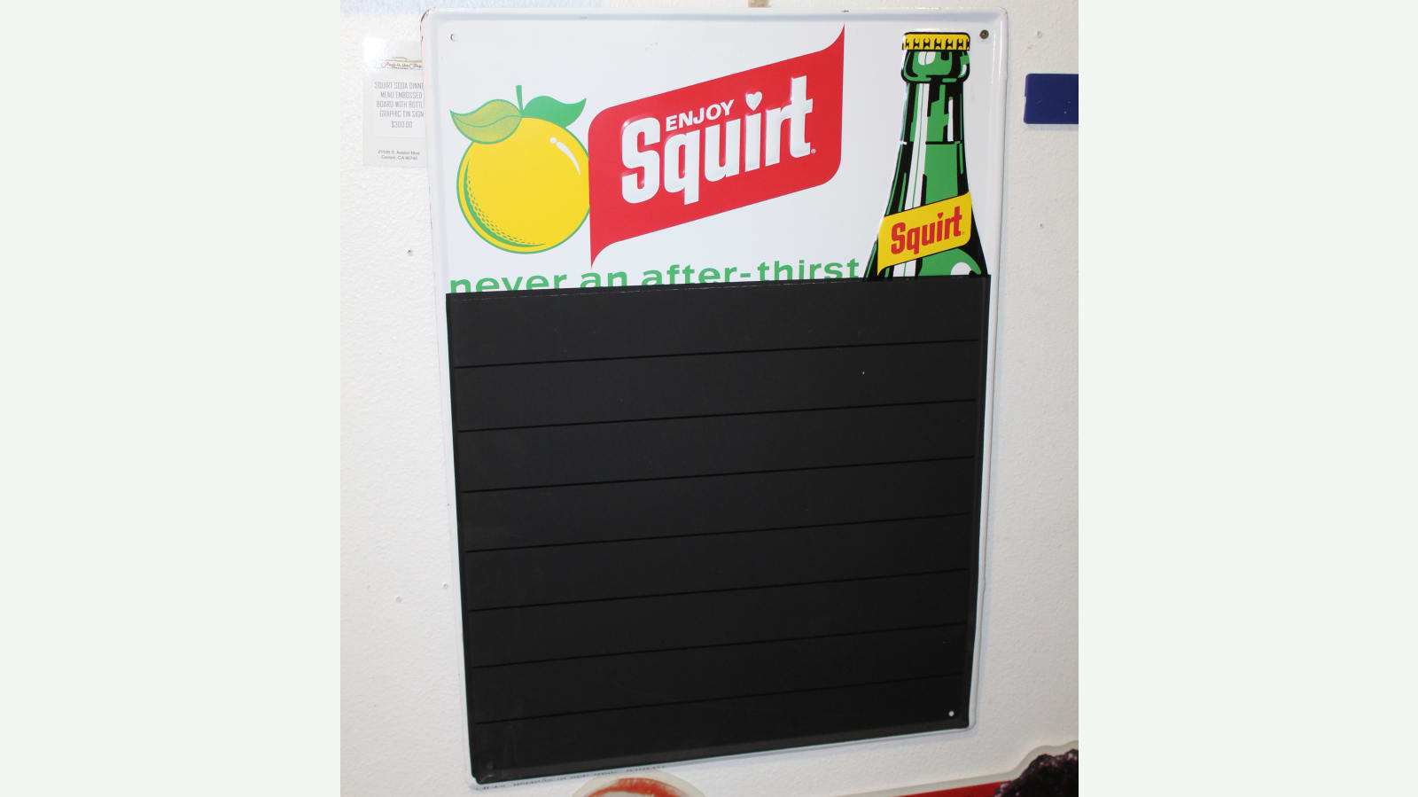 Squirt Soda Dinner Menu Embossed Tin Board Sign At Los Angeles 2017 As