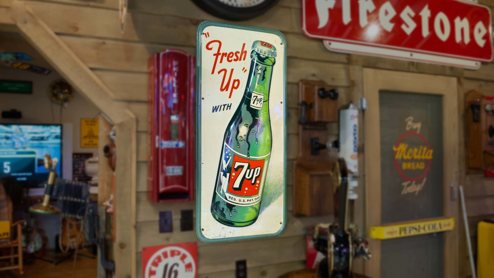 7 Up Embossed Tin Vertical Sign at The Eddie Vannoy Collection 2020 as ...
