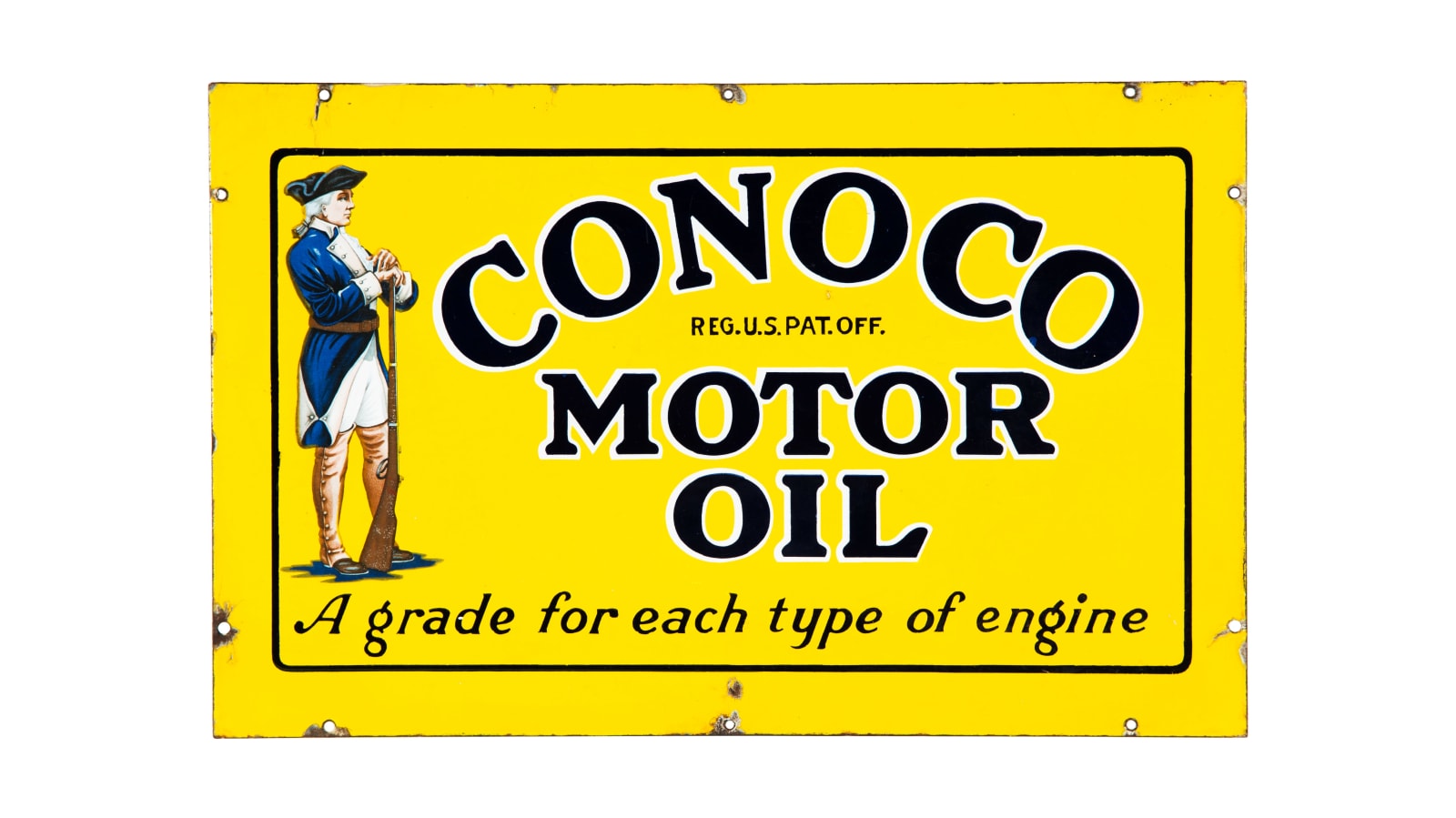 Conoco Motor Oil Minuteman Sign 28x17.75 DSP at The Road Art Collection