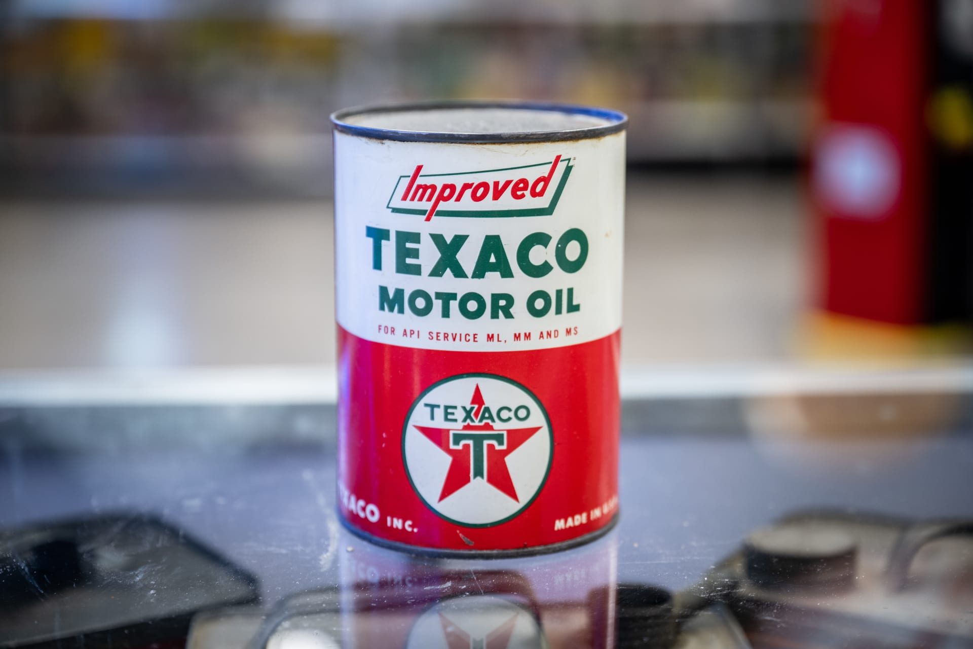 Vintage Oil Can Texaco Motor Oil One Quart Metal Can