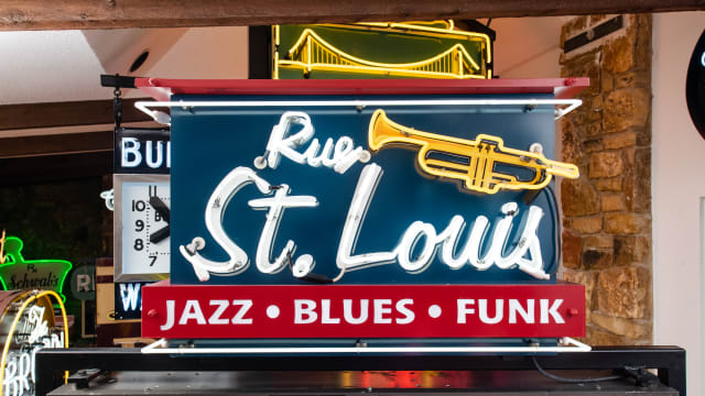 Rue St. Louis Double-Sided Tin Neon Sign at Glendale 2022 as Z237