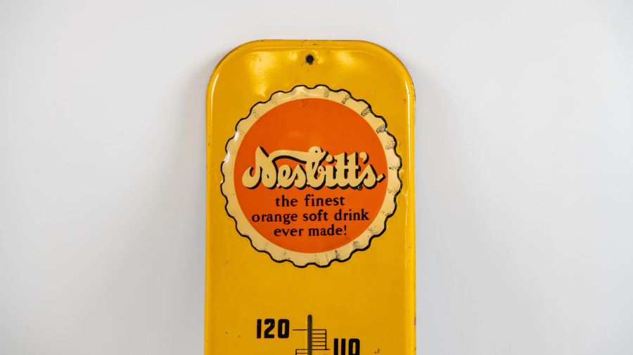 Nesbitt's SingleSided Embossed Tin Thermometer at Orlando Summer Special 2021 as Z228 Mecum