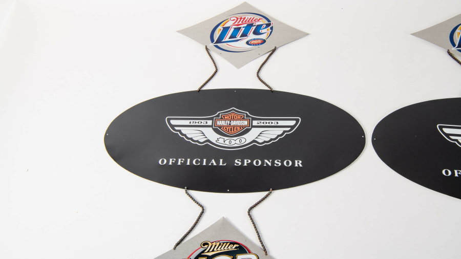 HarleyDavidson Miller Lite DoubleSided Sign at Las Vegas Motorcycles 2022 as Z406 Mecum Auctions